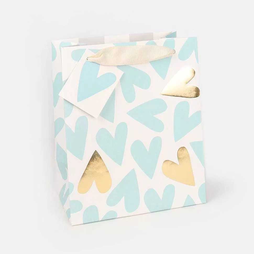Best Sale Baby Blue Hearts Medium Gift Bag Gift Bags