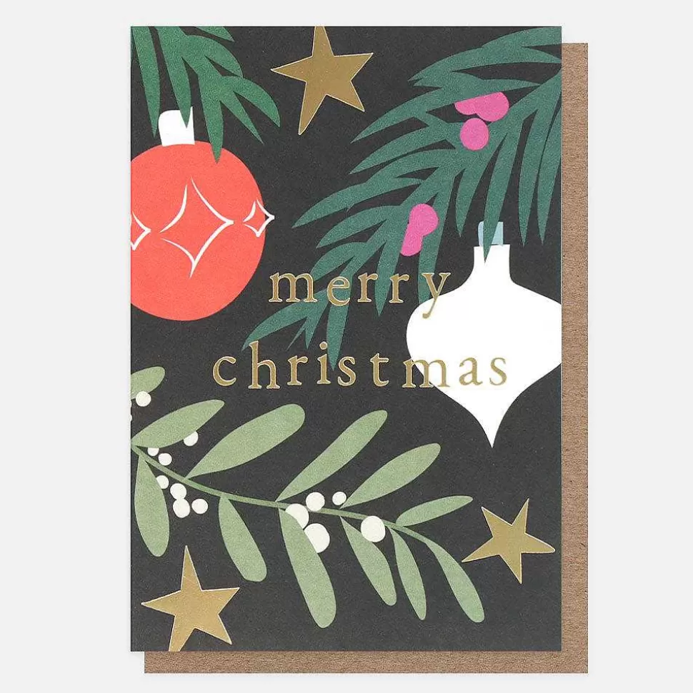 Discount Baubles & Branches Small Christmas Card Pack Of 10 Christmas Card Packs