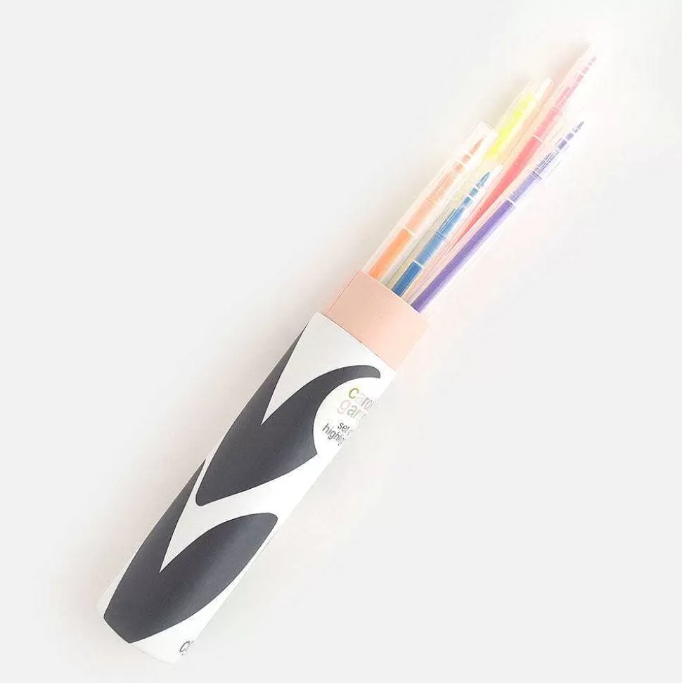 New Big Charcoal Hearts Highlighters Set Of 6 Pens