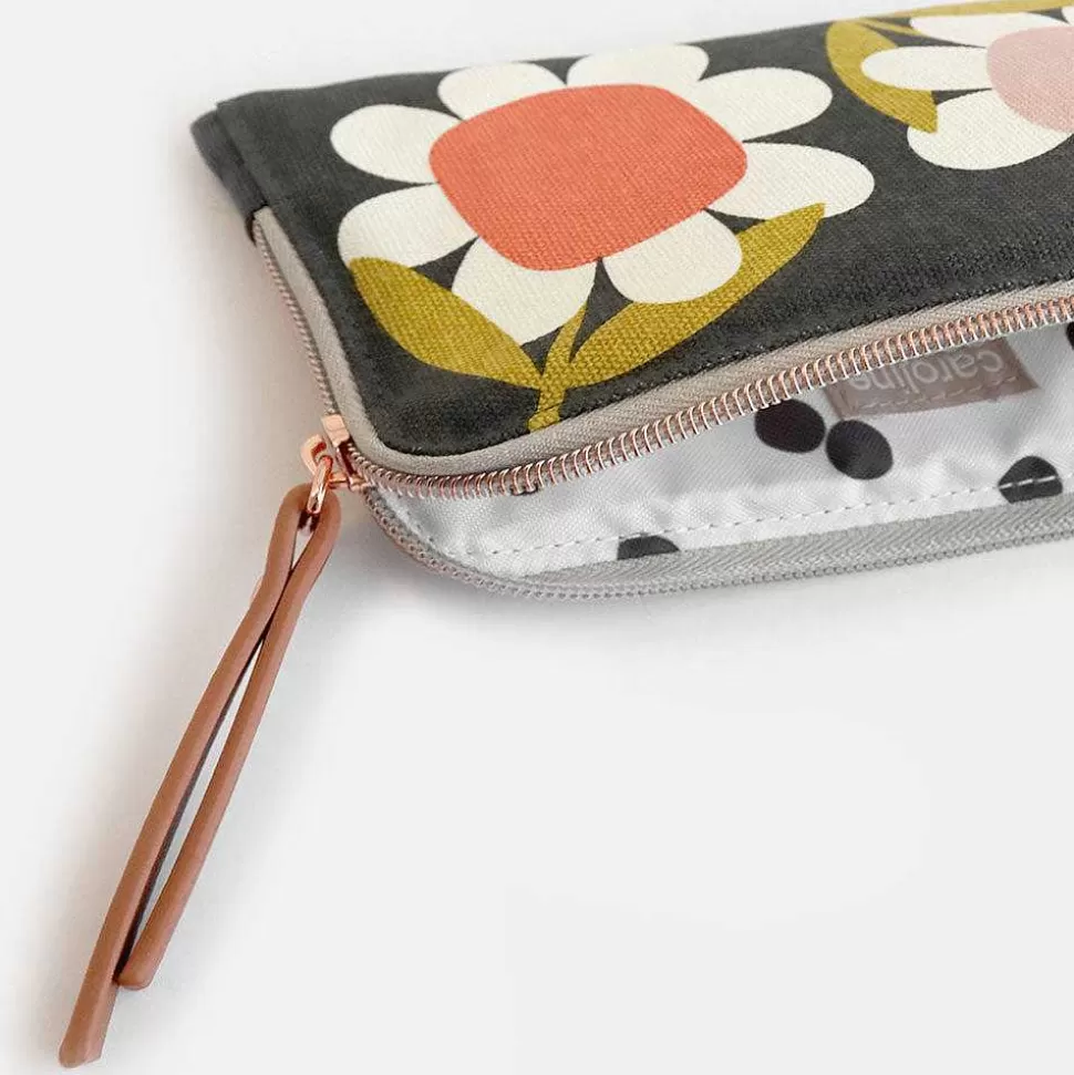 Fashion Big Flower Padded Zip Pouch Pouches