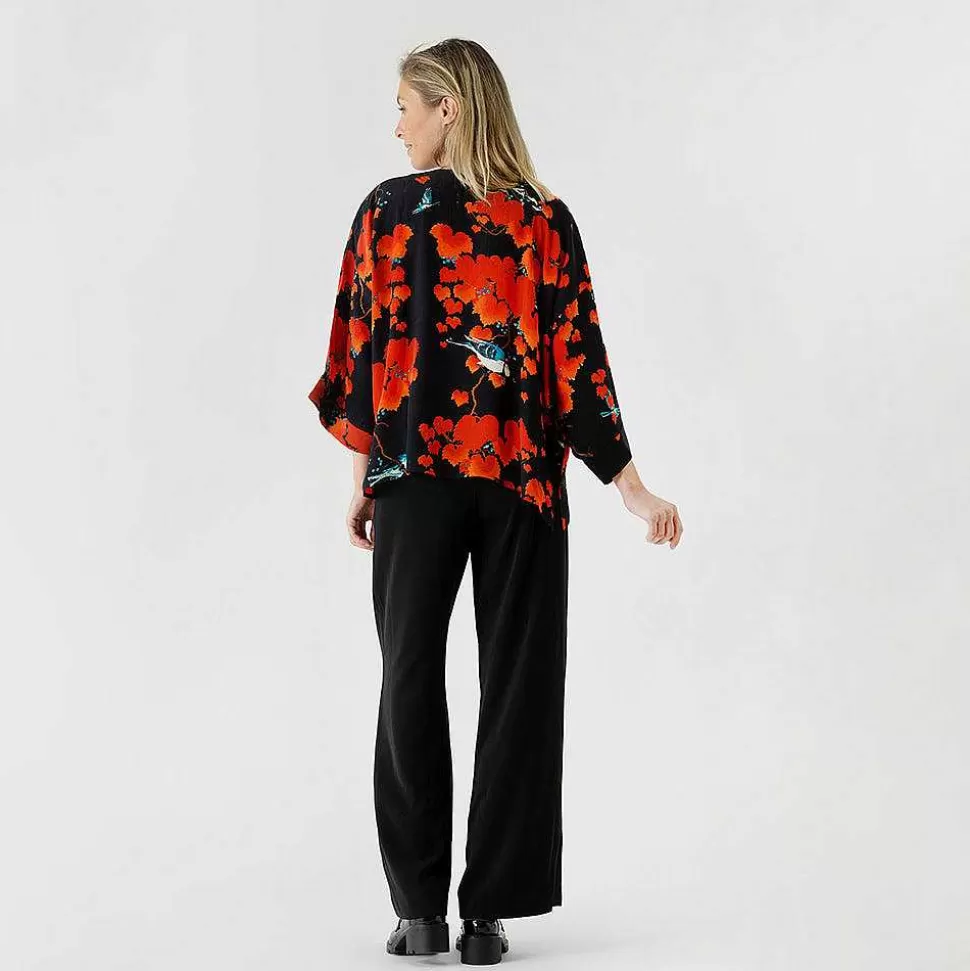 Clearance Black Acer Luxe Crepe Short Kimono Loungewear