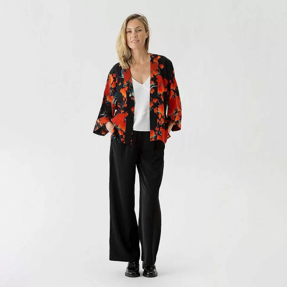 Clearance Black Acer Luxe Crepe Short Kimono Loungewear