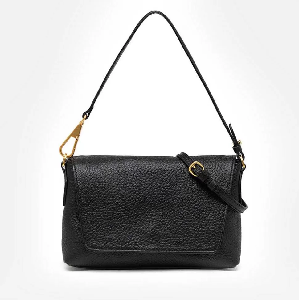 New Black Leather Brooke Flap Bag Handbags