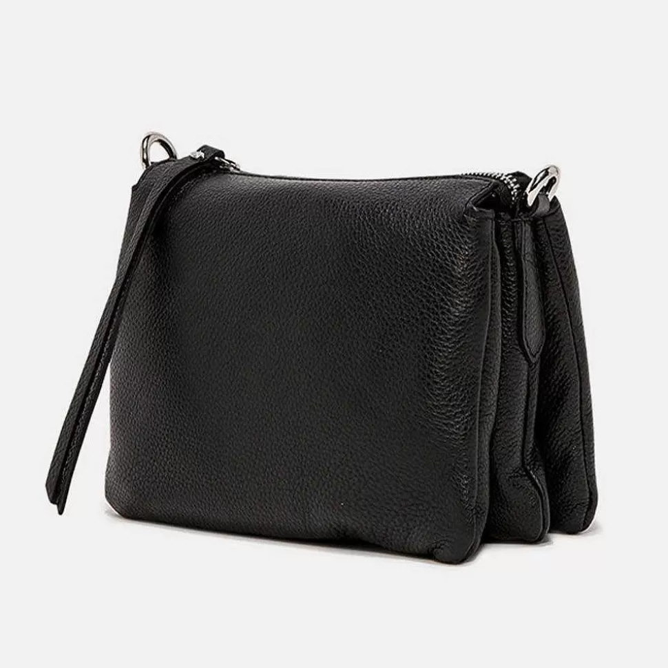 Best Sale Black Leather Three Crossbody Bag Crossbody Bags