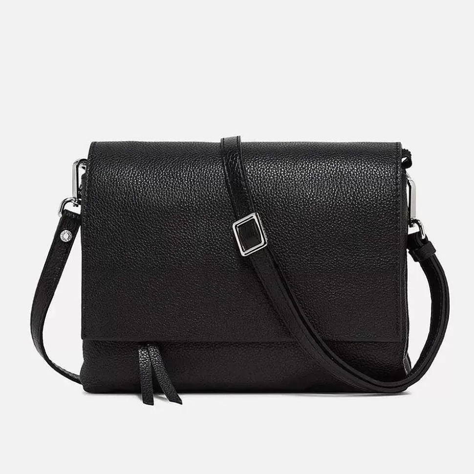 Flash Sale Black Leather Three Flap Bag Crossbody Bags