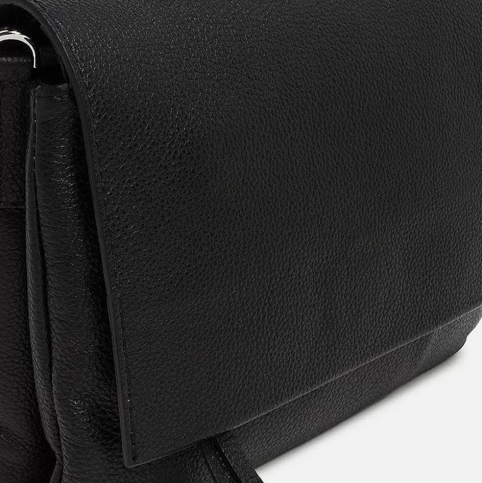 Flash Sale Black Leather Three Flap Bag Crossbody Bags