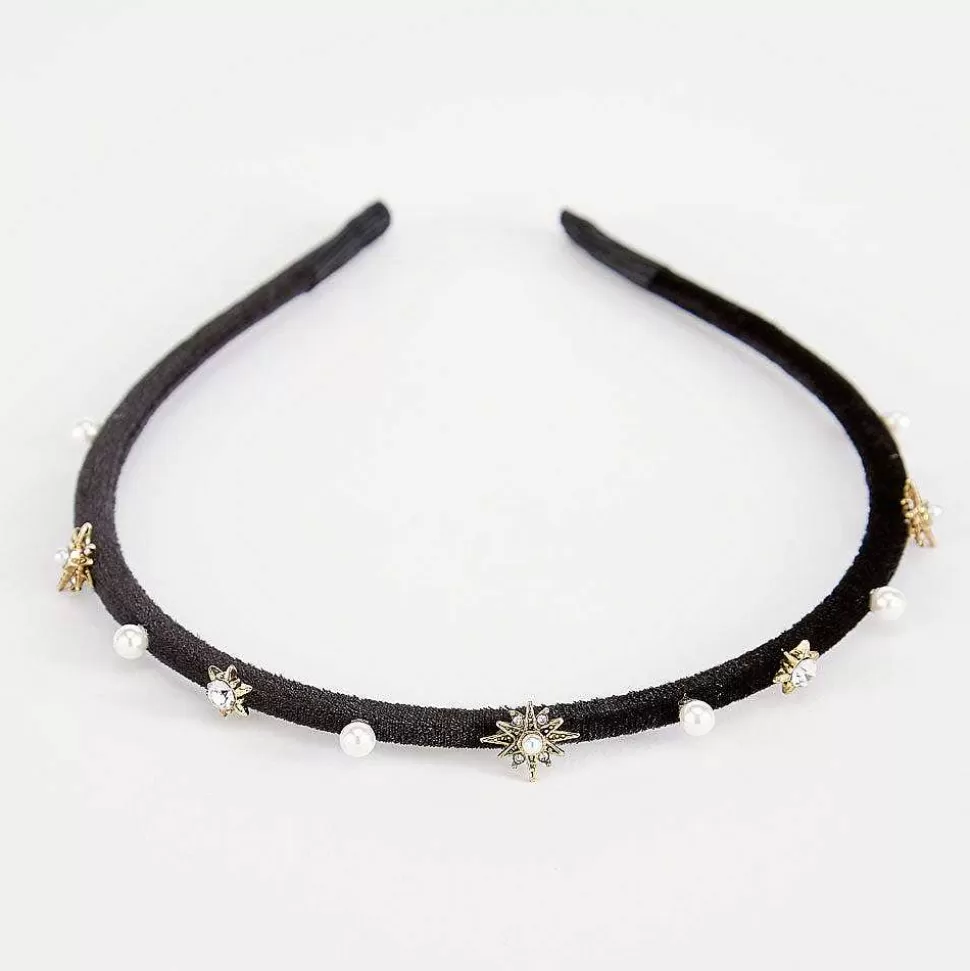 Sale Black Velvet Jewel/Pearl Thin Headband Headbands