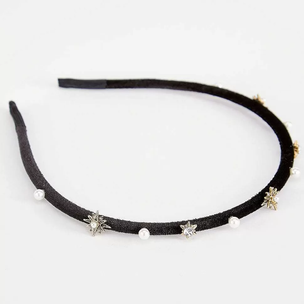 Sale Black Velvet Jewel/Pearl Thin Headband Headbands