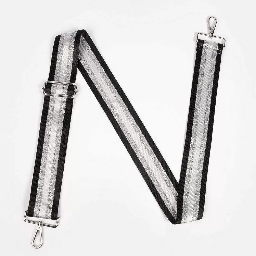 Store Black/Silver Stripe Webbing Handbag Strap Striped Straps