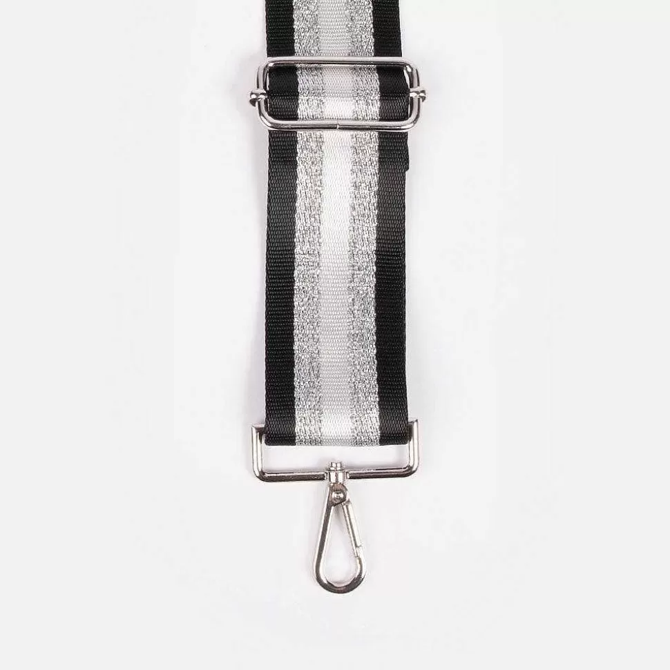 Store Black/Silver Stripe Webbing Handbag Strap Striped Straps