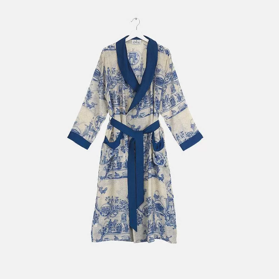 Cheap Blue Ancient Columns Gown Dressing Gowns
