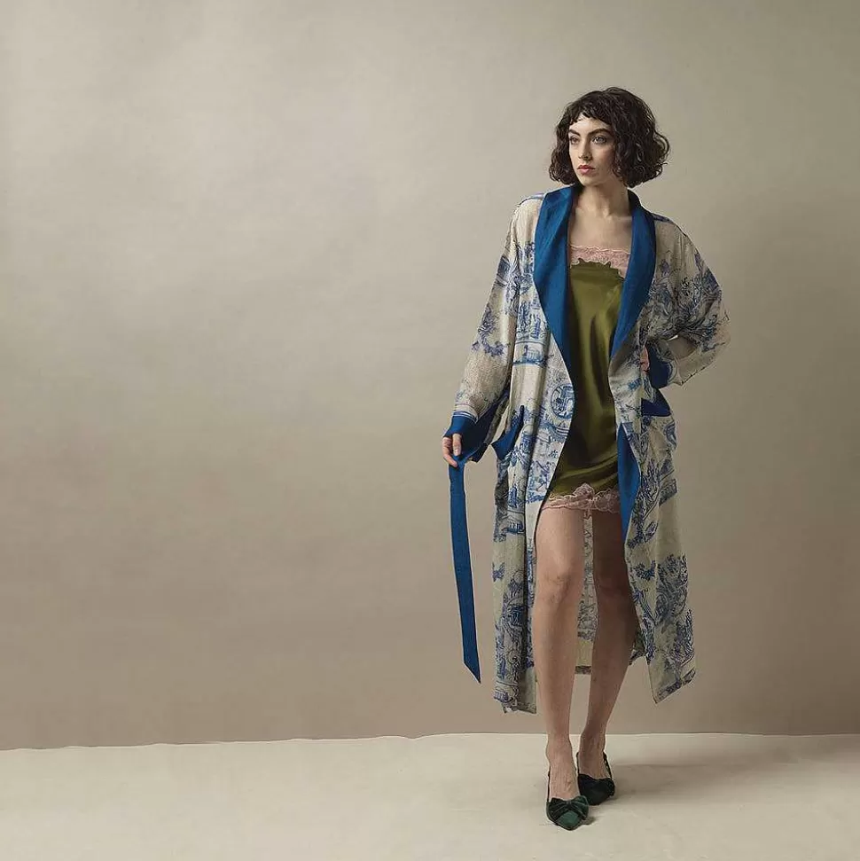 Cheap Blue Ancient Columns Gown Dressing Gowns
