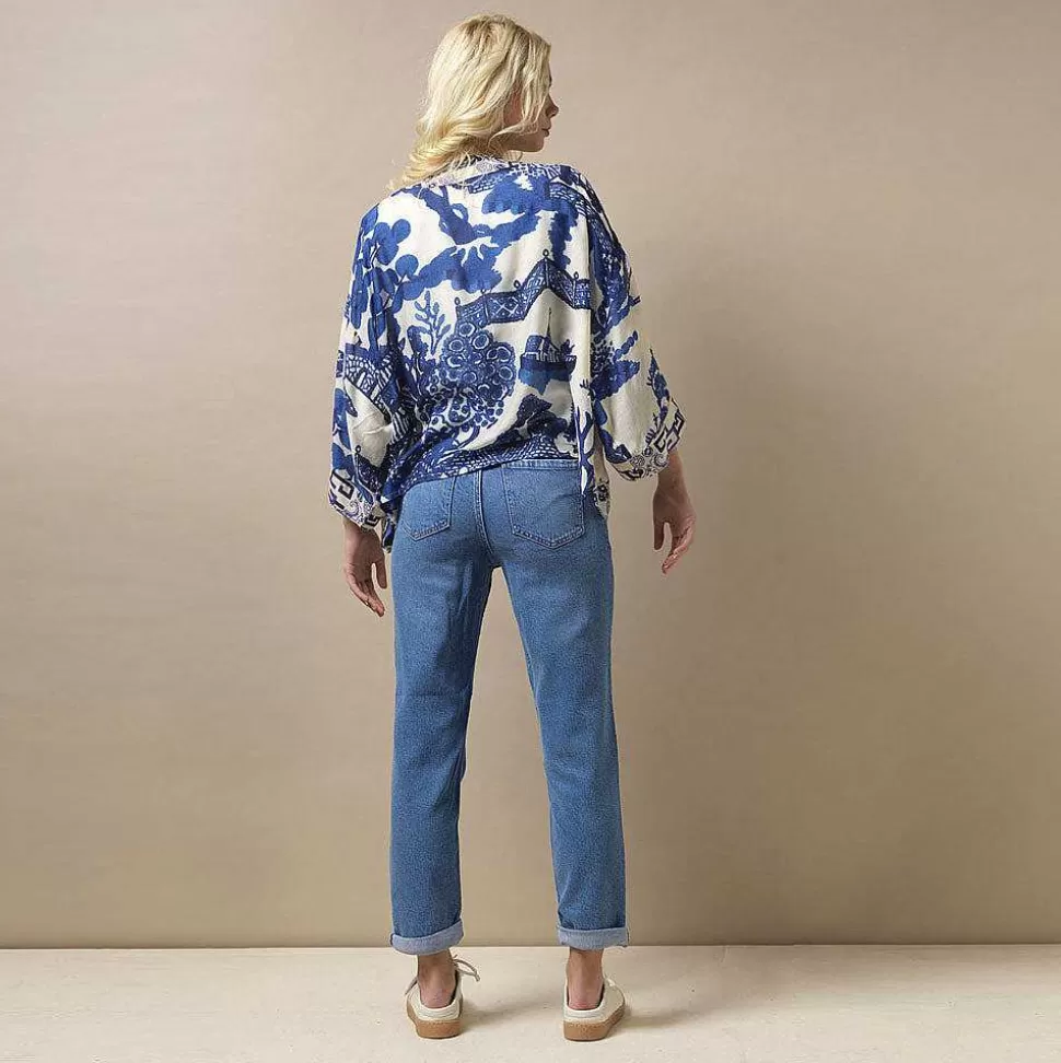 New Blue Giant Willows Short Kimono Kimonos
