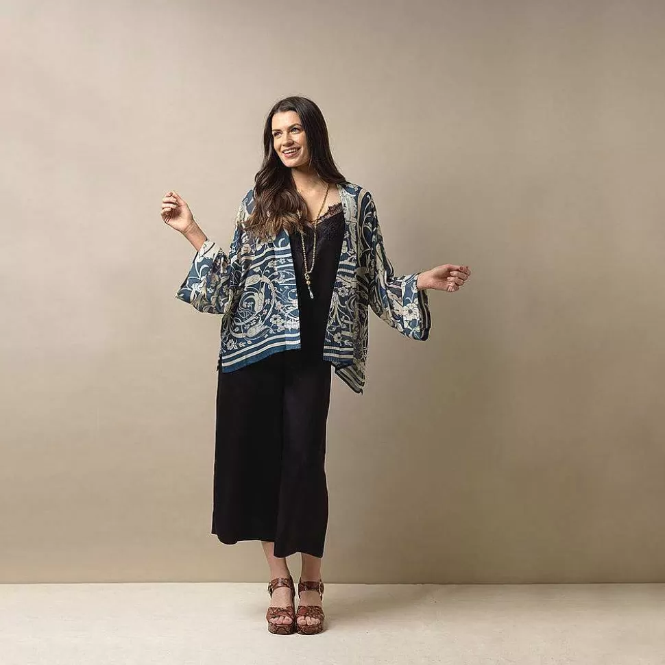 Sale Blue Jaipur Short Kimono Kimonos