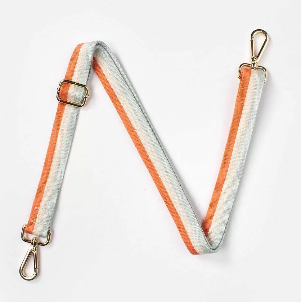 Best Sale Blue/Coral Orange Stripe Slim Bag Strap Striped Straps