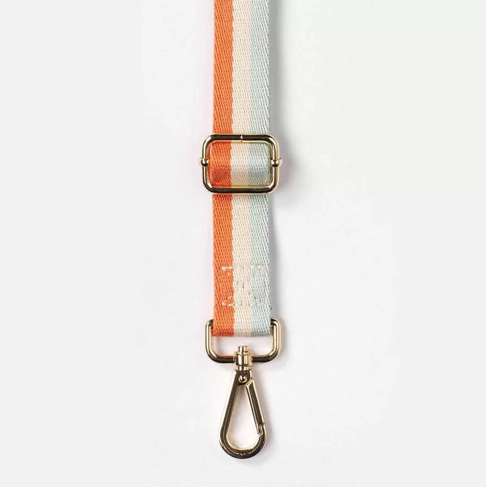 Best Sale Blue/Coral Orange Stripe Slim Bag Strap Striped Straps