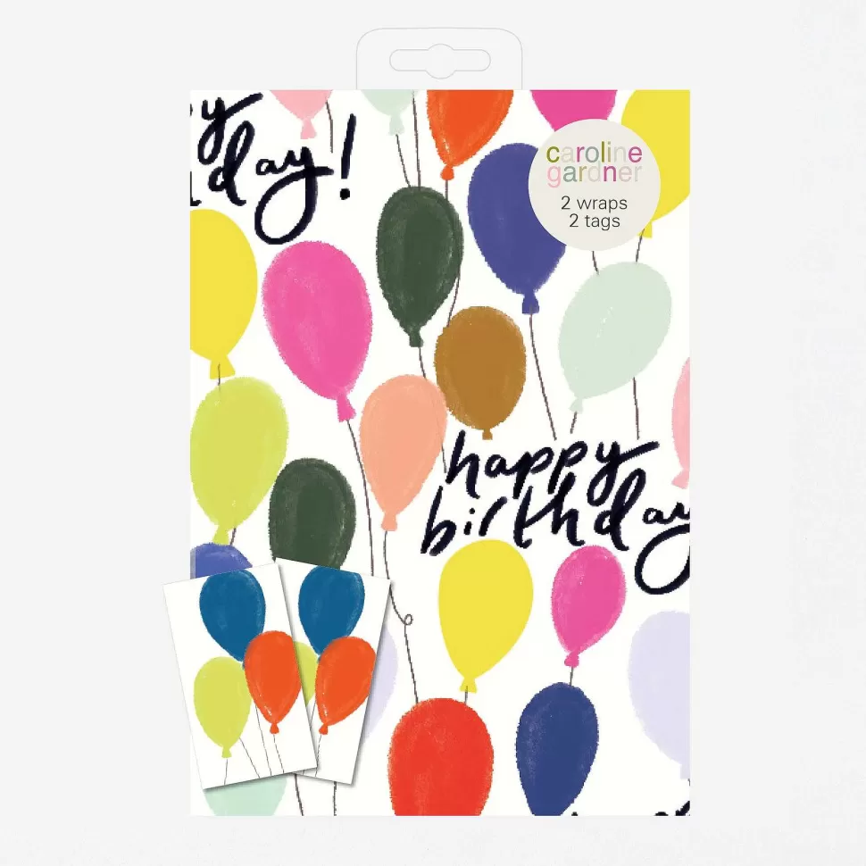Hot Bold Balloons Happy Birthday Wrapping Paper And Tags Set Of 2 Wrapping Paper Sets