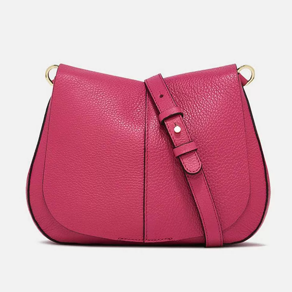 Best Bright Pink Leather Helena Saddle Bag Shoulder Bags