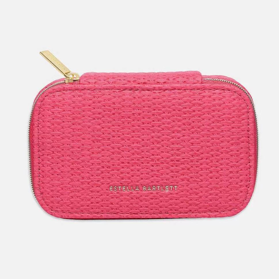 Online Bright Pink Rattan Mini Jewellery Box Travel Accessories
