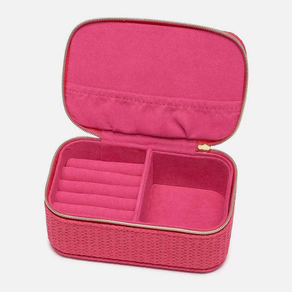 Online Bright Pink Rattan Mini Jewellery Box Travel Accessories