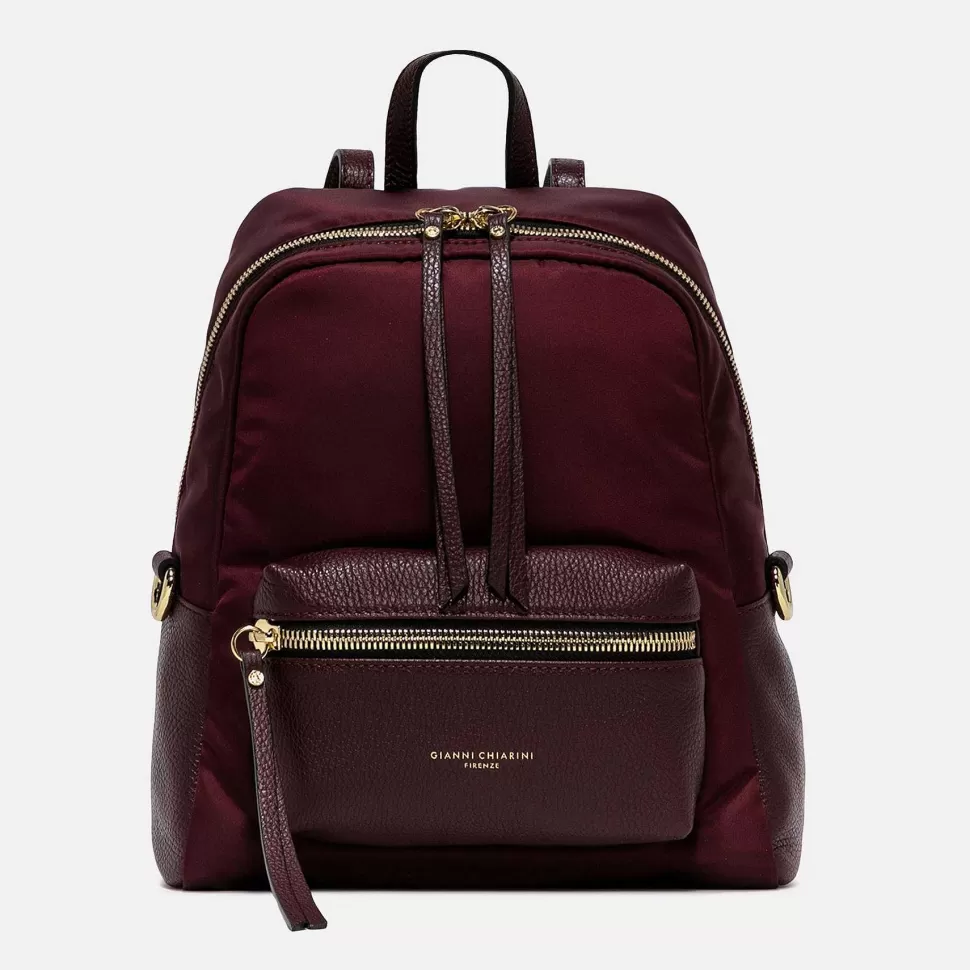 Fashion Burgundy Nylon/Leather Rucksack / Shoulder Bag Shoulder Bags