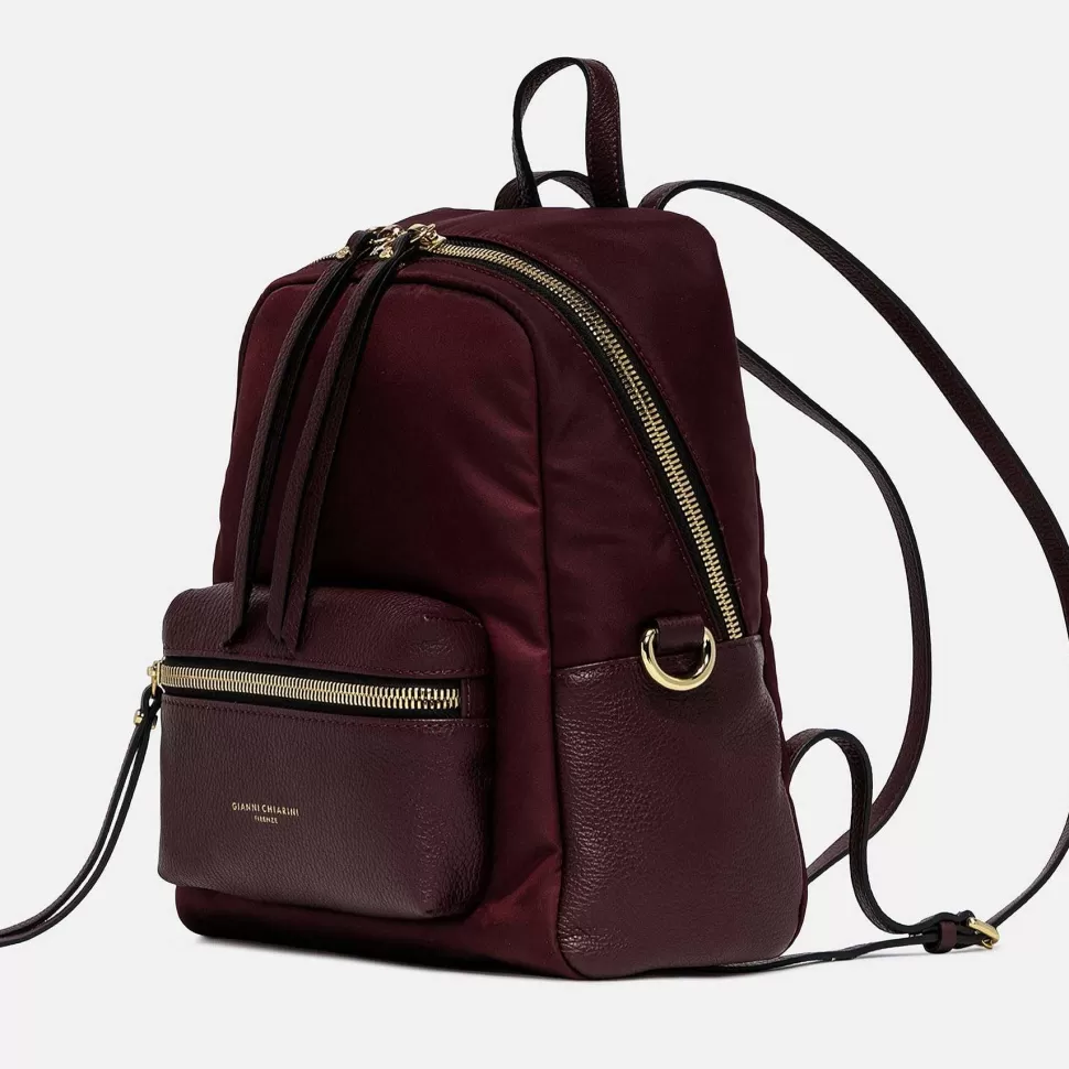 Discount Burgundy Nylon/Leather Rucksack / Shoulder Bag Nylon Bags