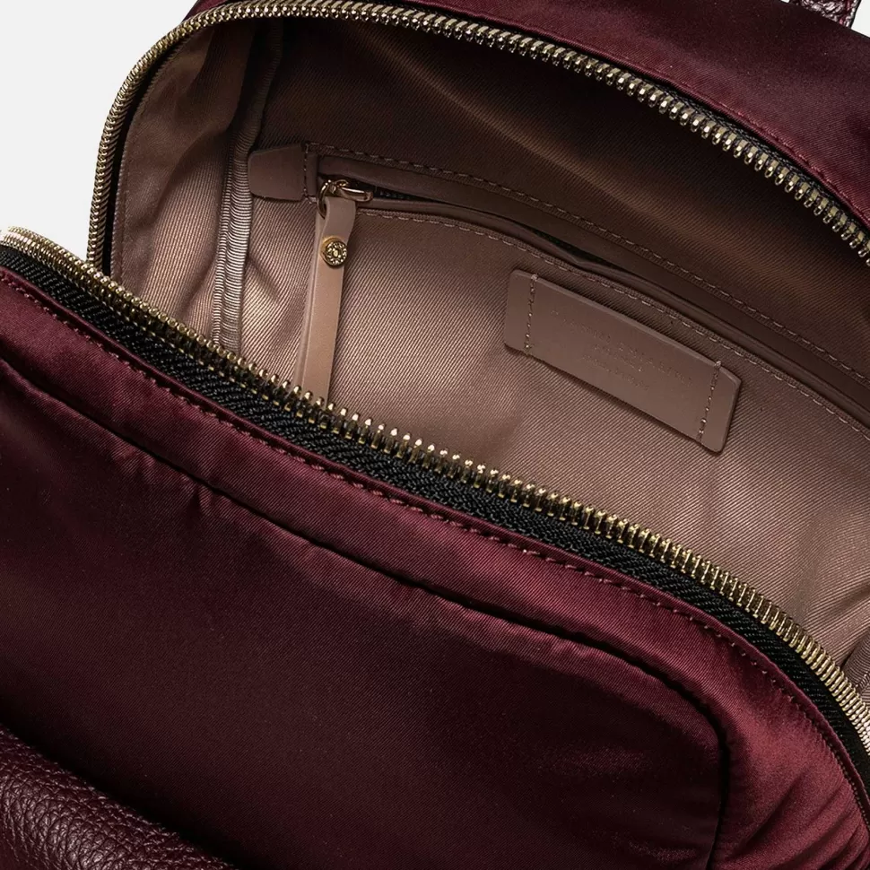 Fashion Burgundy Nylon/Leather Rucksack / Shoulder Bag Shoulder Bags