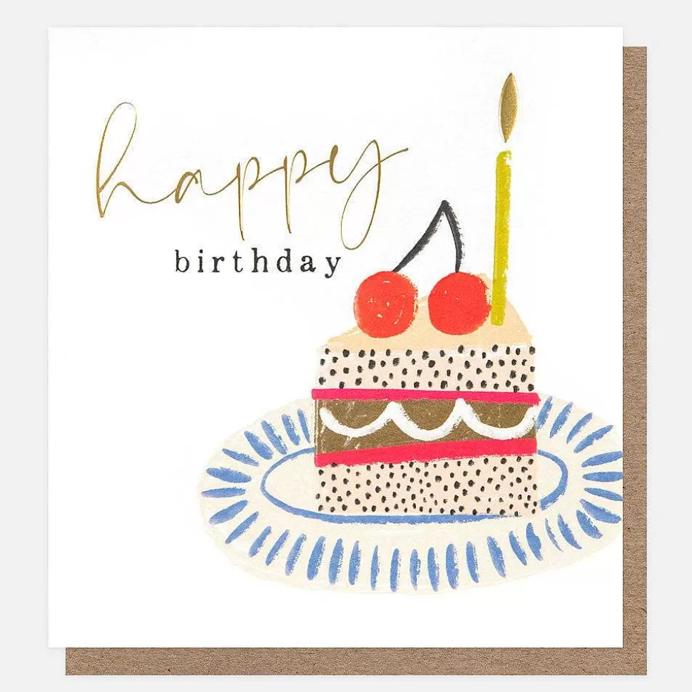 Online Cake On A Plate Happy Birthday Card New Cards