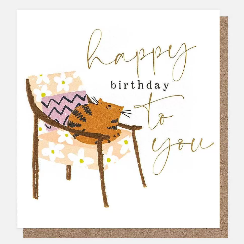 New Cat On A Chair Happy Birthday Card New Cards