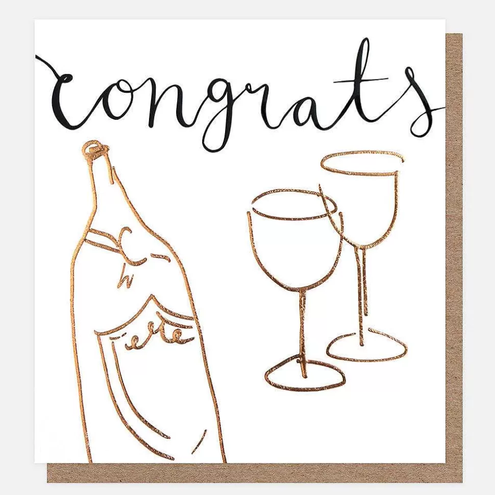 Hot Champagne & Glasses Congratulations Card New Job Cards