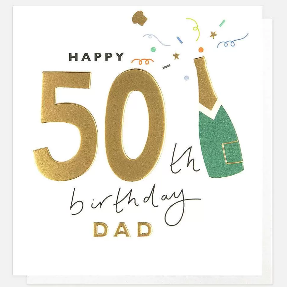Best Sale Champagne Bottle 50Th Birthday Card For Dad By Age