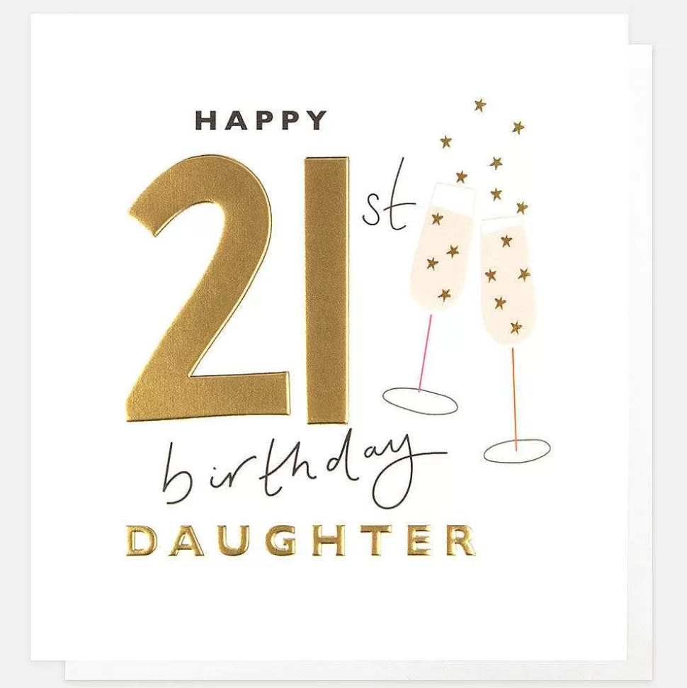Clearance Champagne Flutes 21St Birthday Card For Daughter New Cards