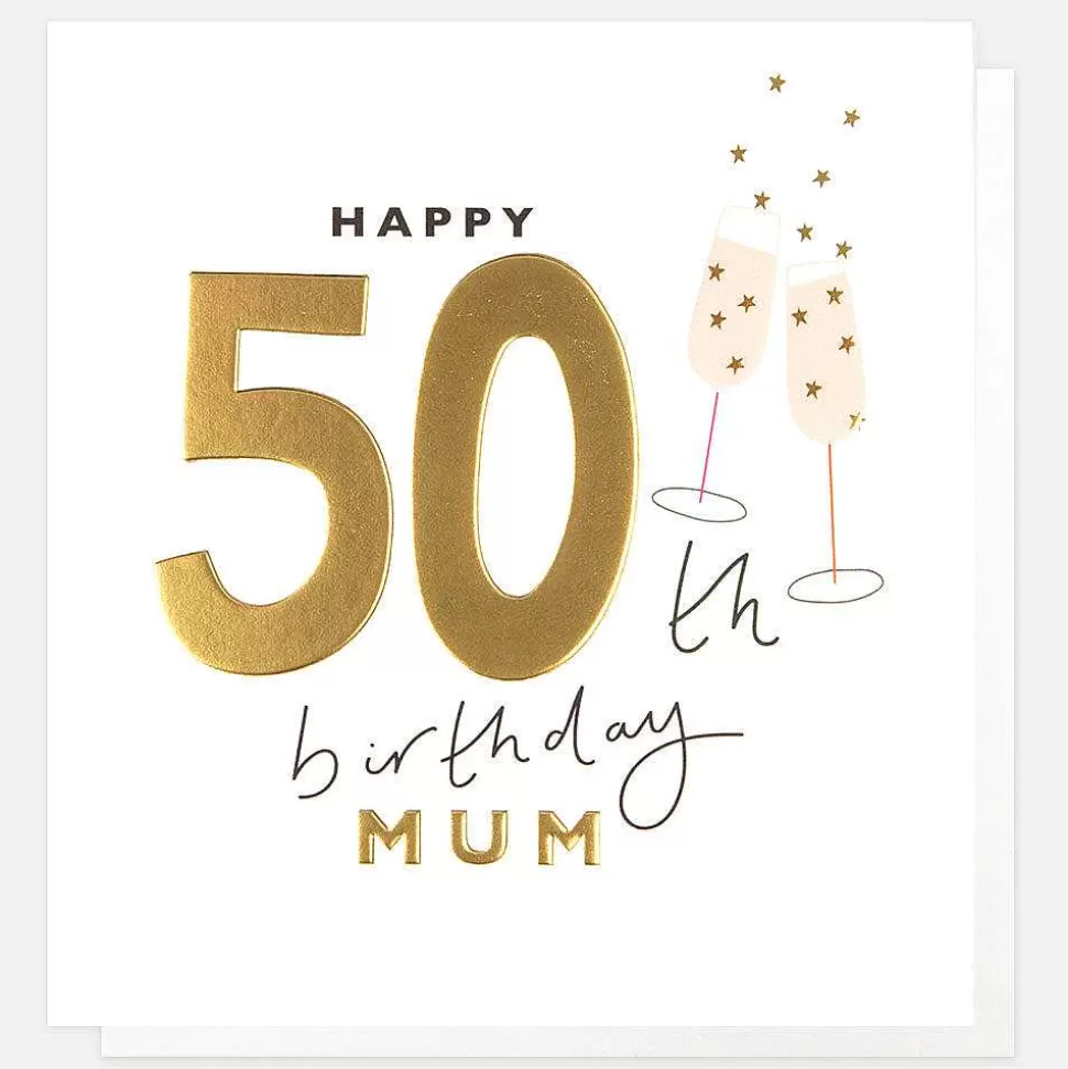 Fashion Champagne Flutes 50Th Birthday Card For Mum New Cards