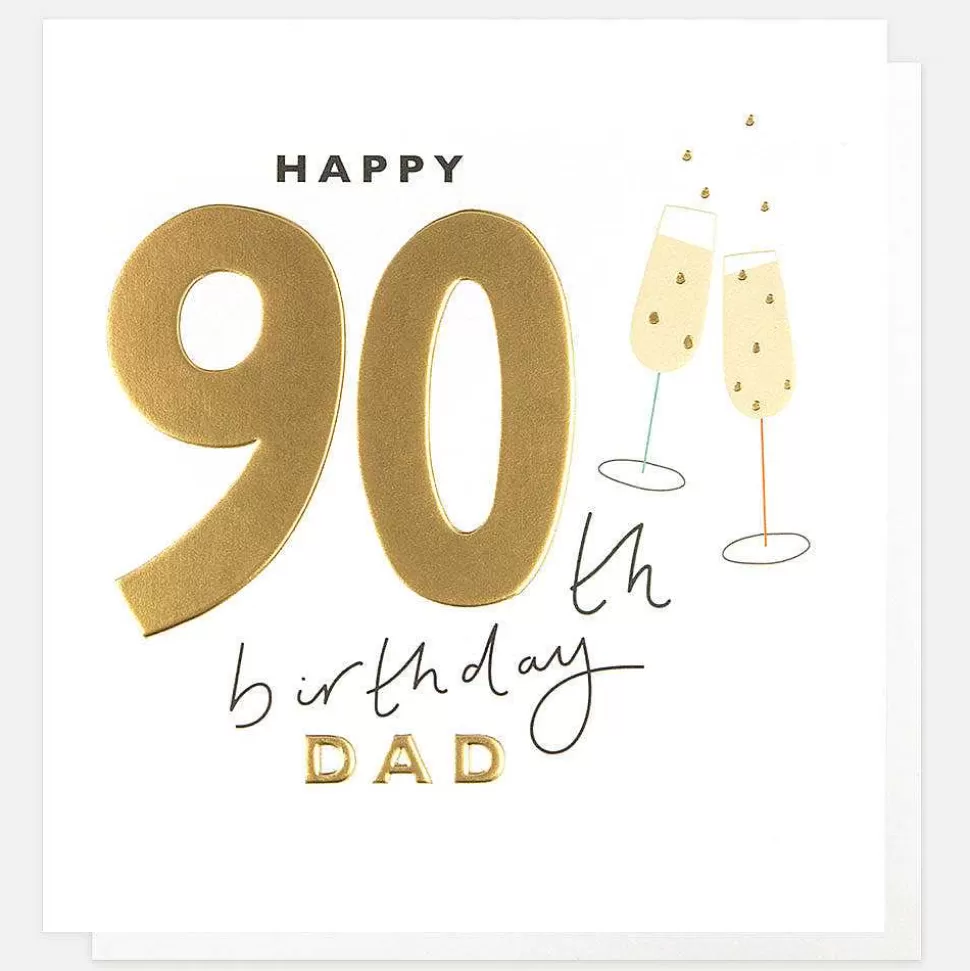 New Champagne Flutes 90Th Birthday Card For Dad By Age