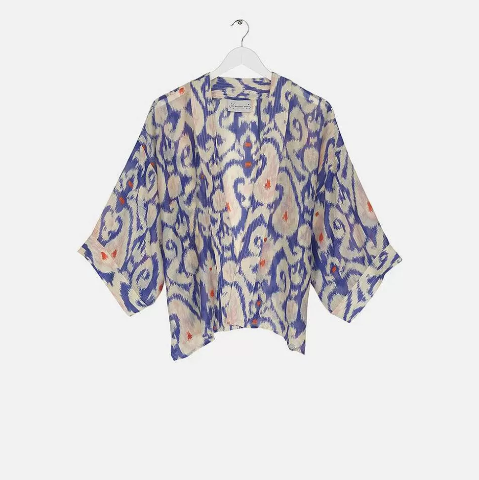 Sale Cobalt Ikat Short Kimono Loungewear