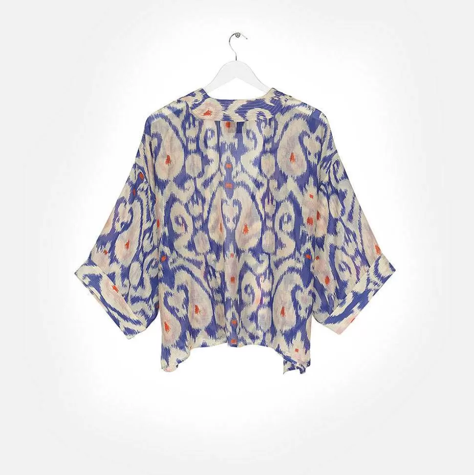 Best Sale Cobalt Ikat Short Kimono Kimonos