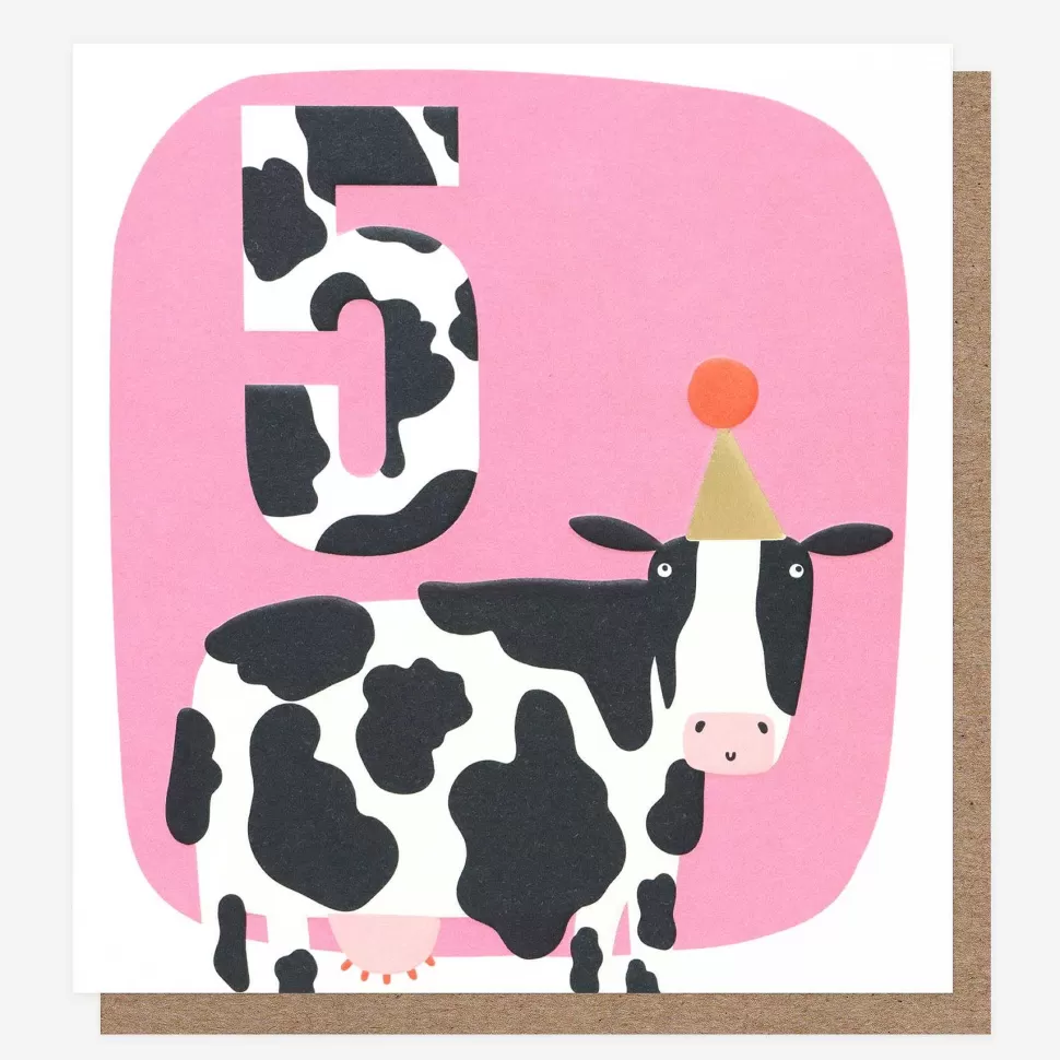 Cheap Cow 5Th Birthday Card For Kids