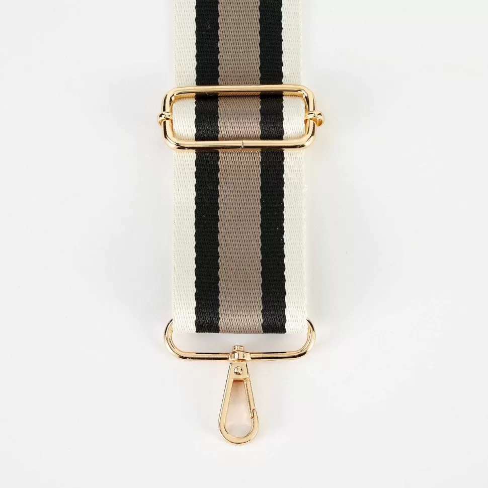 Cheap Cream/Black/Putty Stripe Webbing Handbag Strap Striped Straps