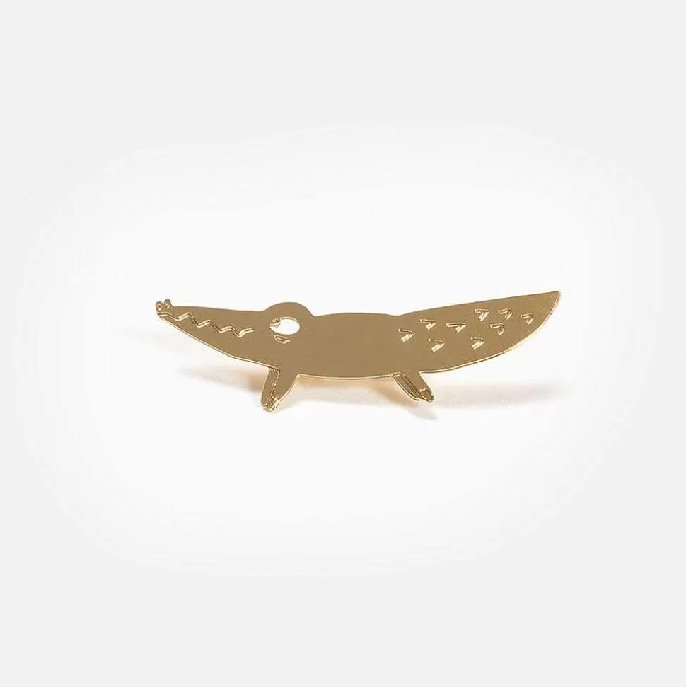 Best Crocodile 24K Gold Gilded Micro Brooch Brooches