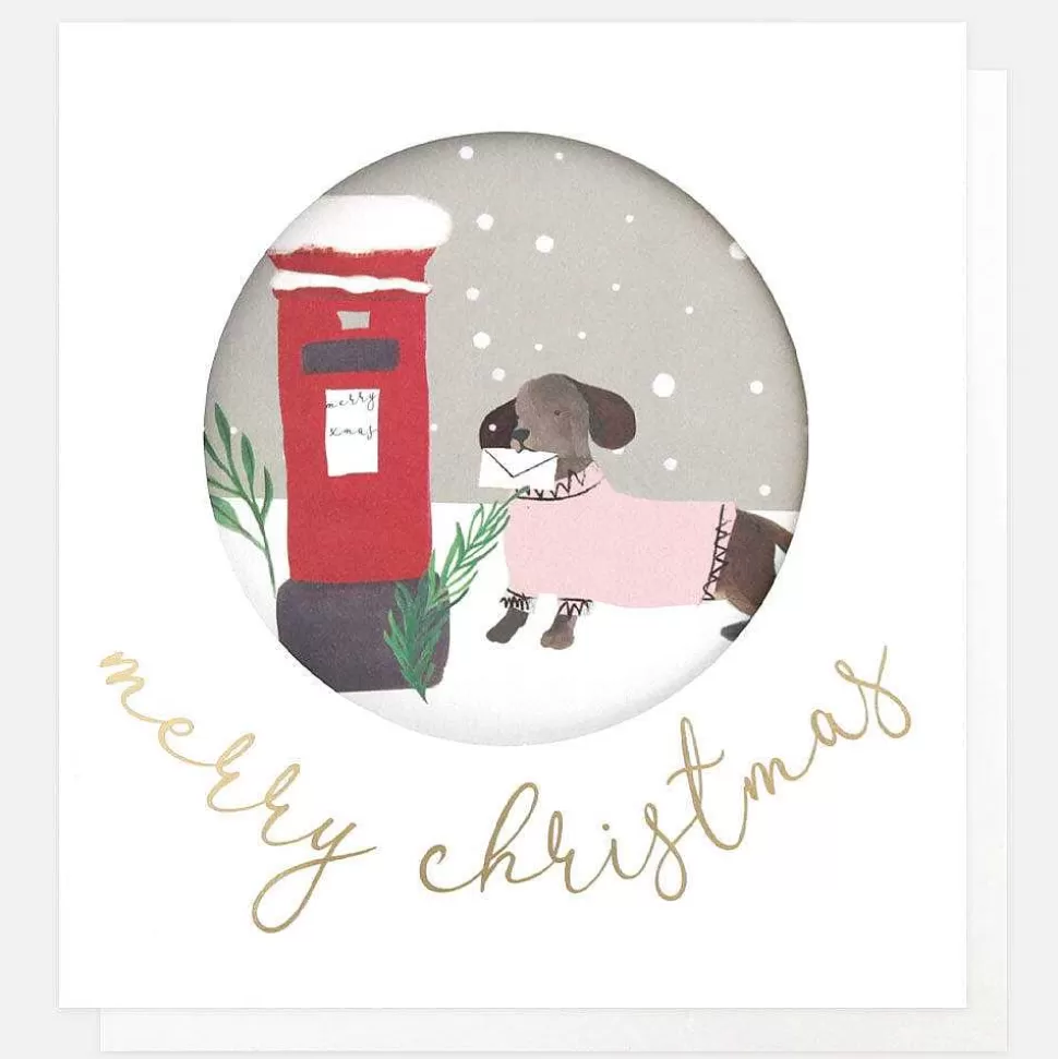 Cheap Cut Out Sausage Dog & Post Box Christmas Card Christmas Cards