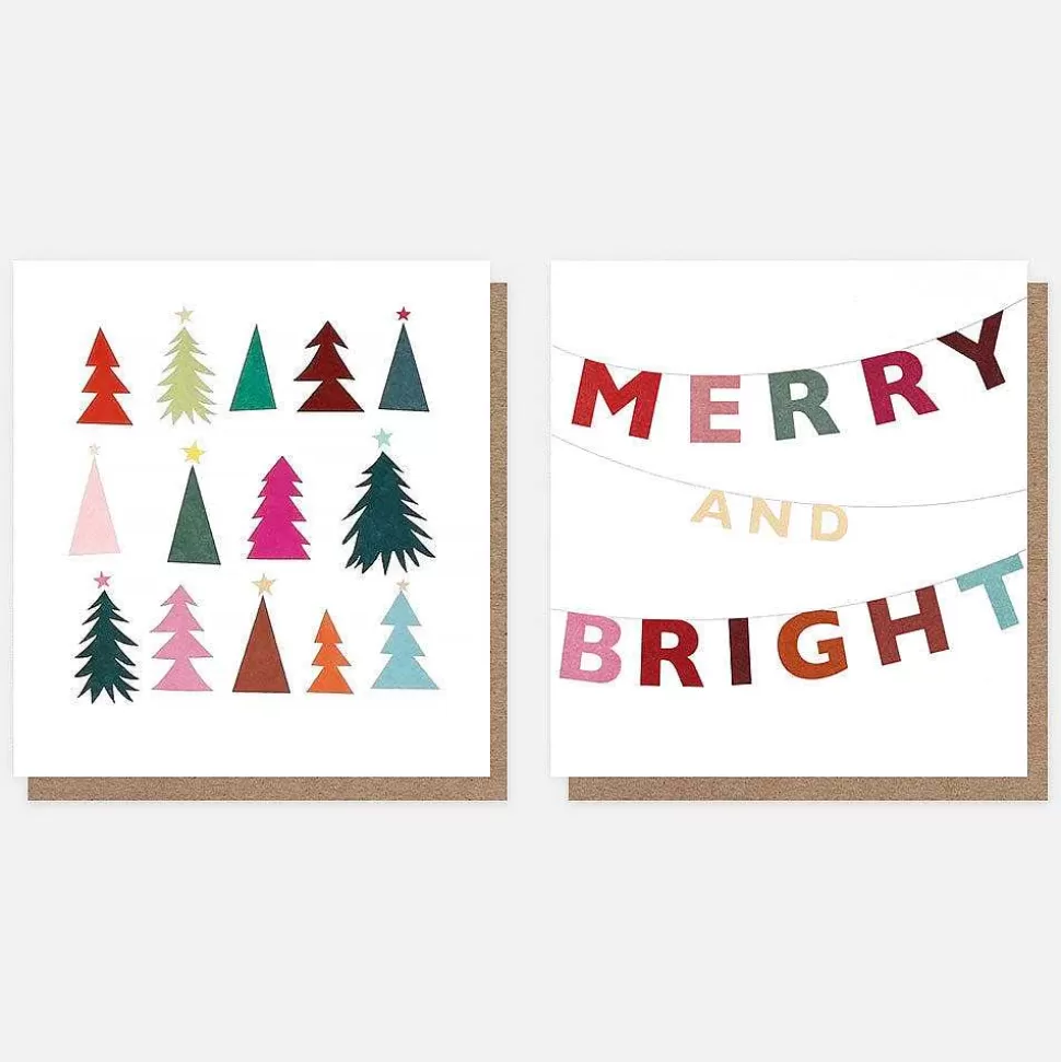 Best Cut Out Trees And Bunting Charity Christmas Cards Pack Of 8 Christmas Cards