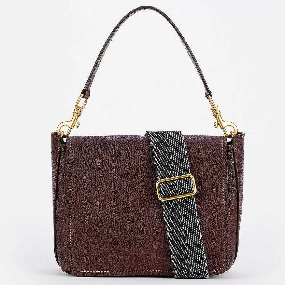 Sale Dark Brown Leather Tea Flap Bag Crossbody Bags
