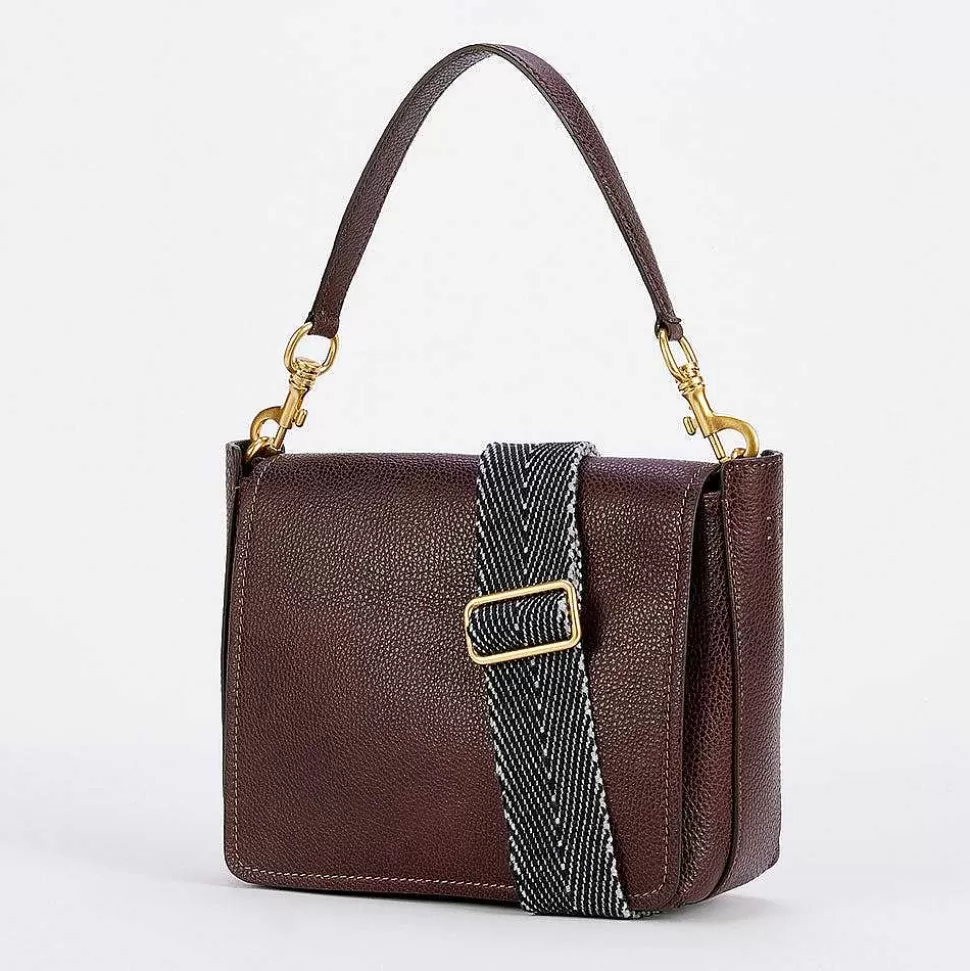 Sale Dark Brown Leather Tea Flap Bag Crossbody Bags