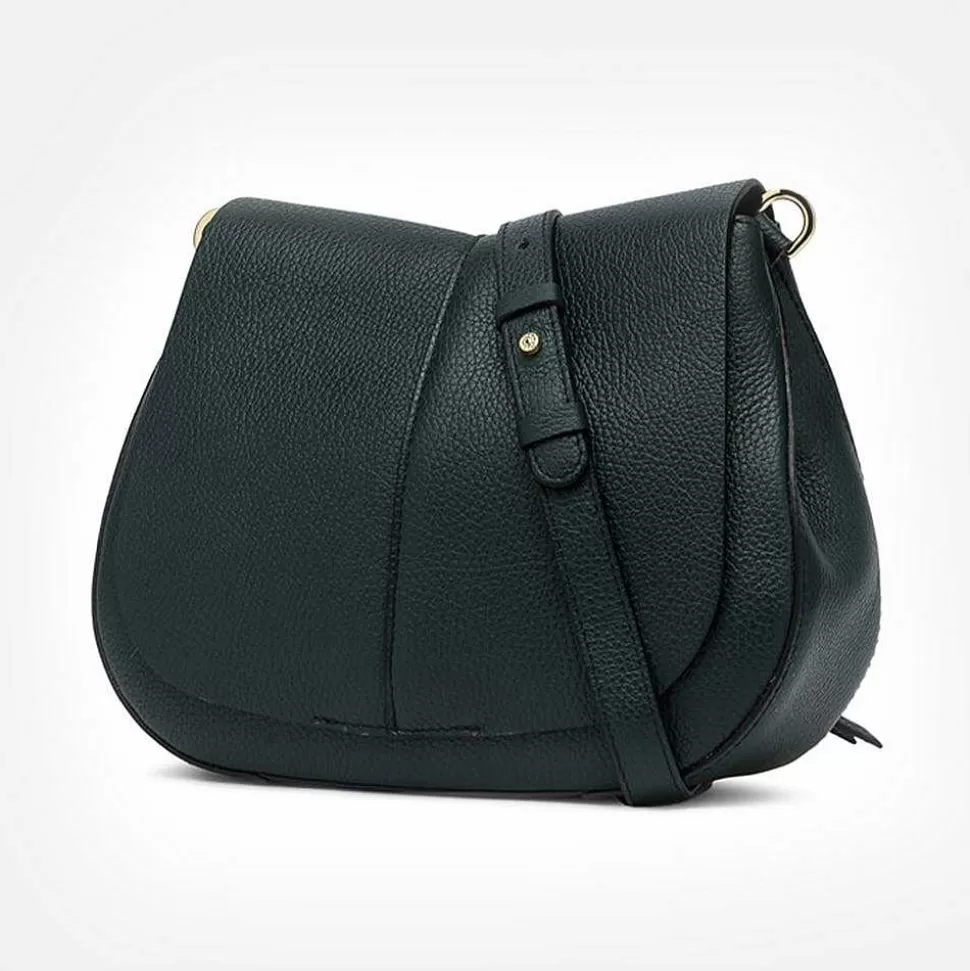 Store Dark Green Leather Helena Saddle Bag Shoulder Bags