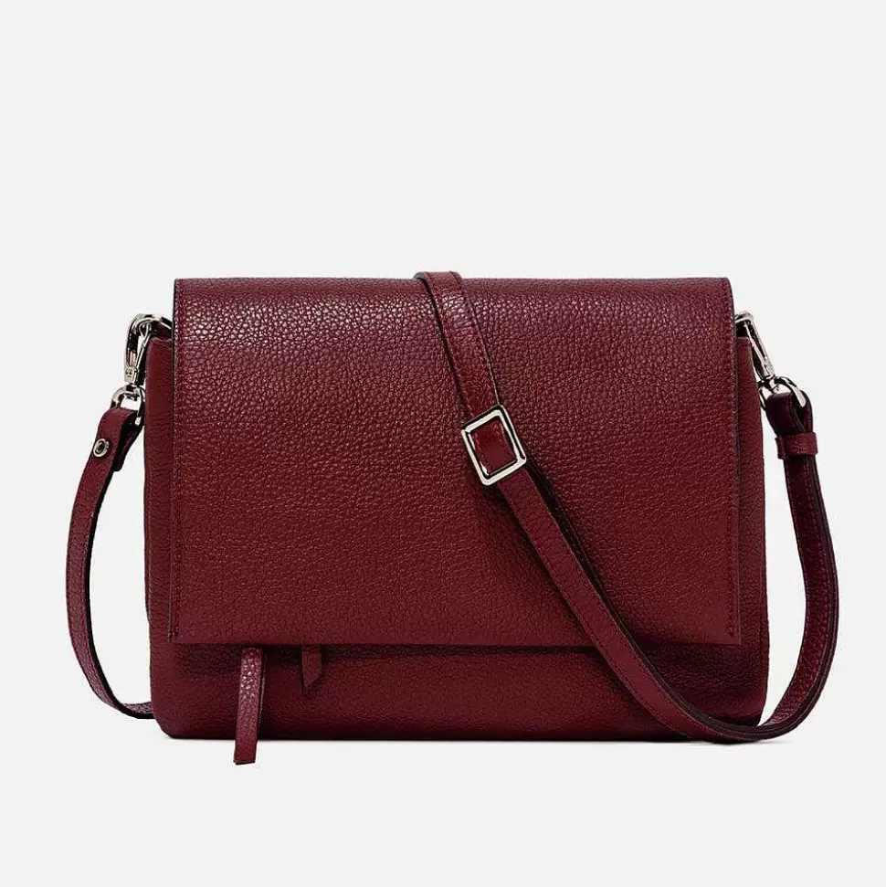 Store Dark Red Leather Three Flap Bag Shoulder Bags