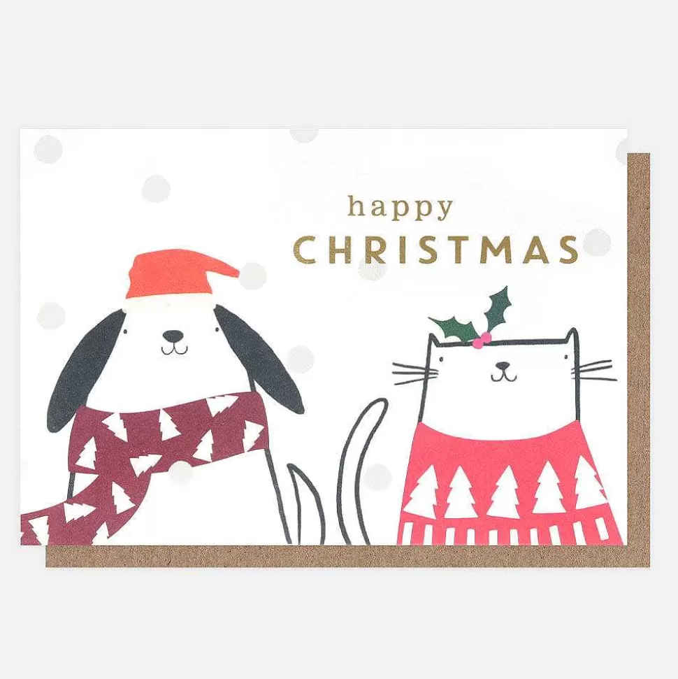Clearance Dog & Cat Small Christmas Card Pack Of 10 Christmas Card Packs