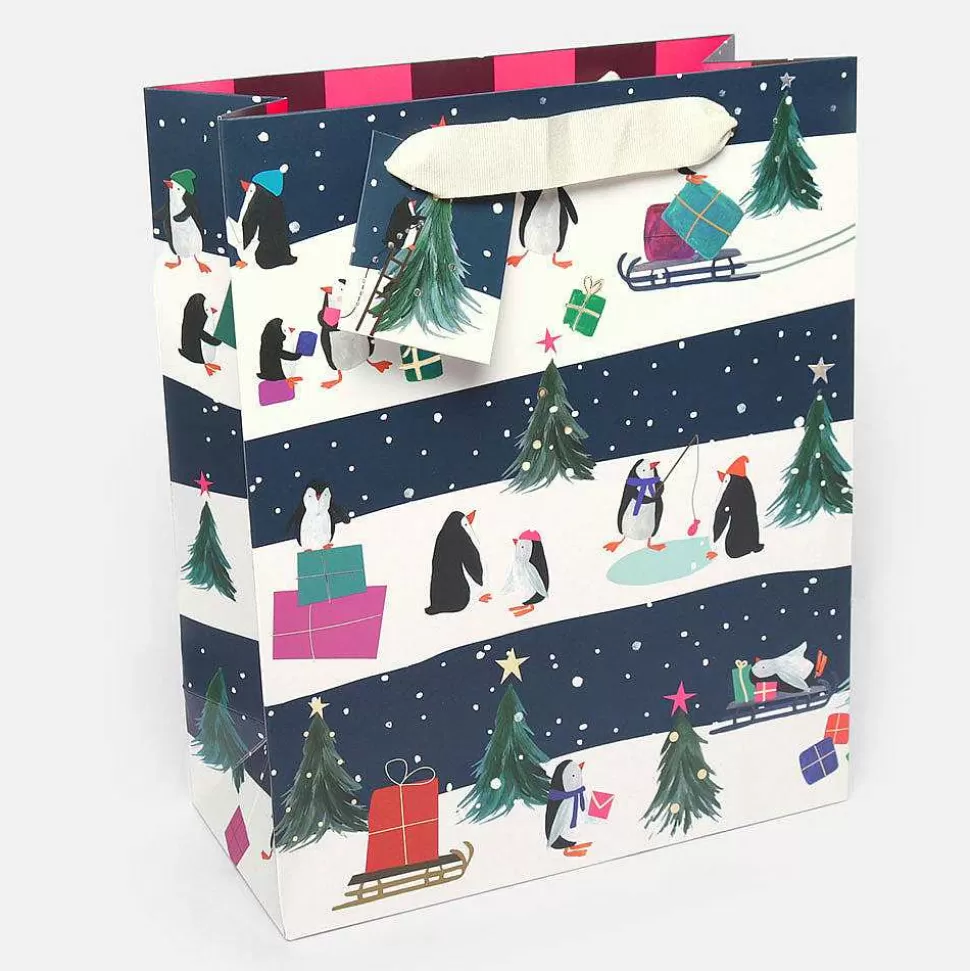 New Festive Penguins Large Christmas Gift Bag Christmas Gift Wrap