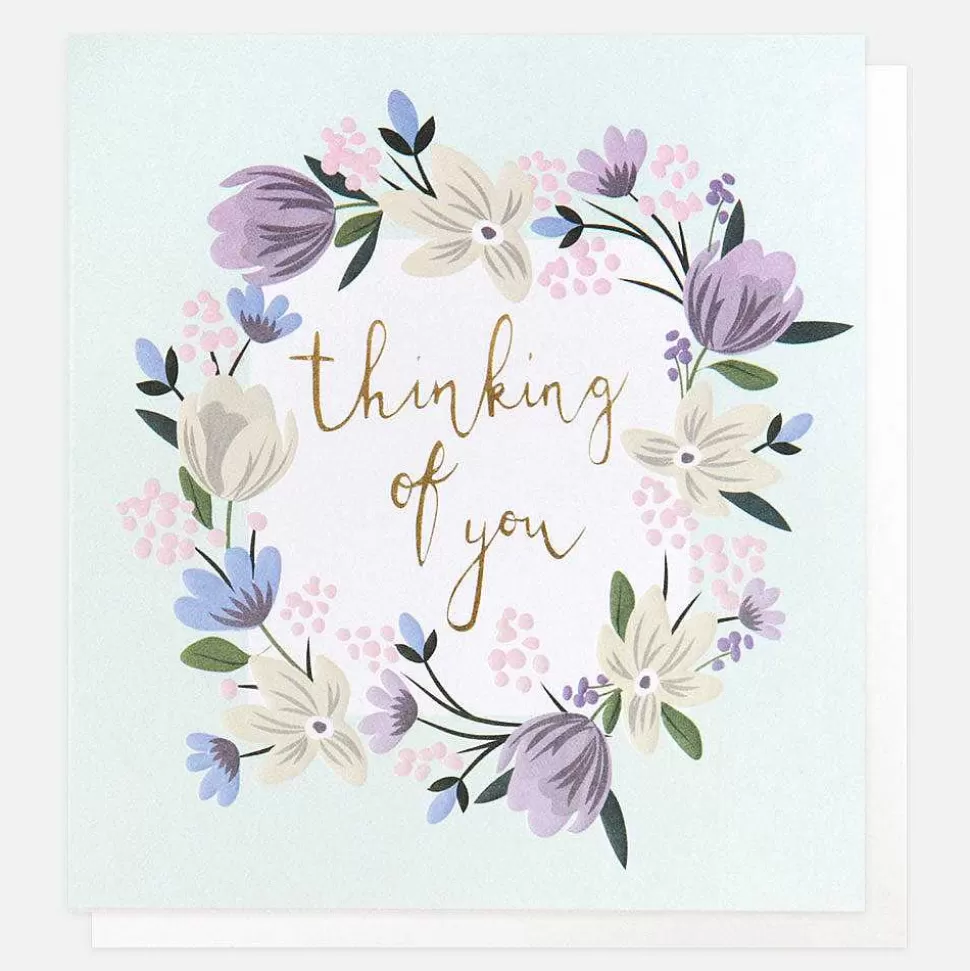 Clearance Floral Garland Thinking Of You Card Get Well Soon Cards