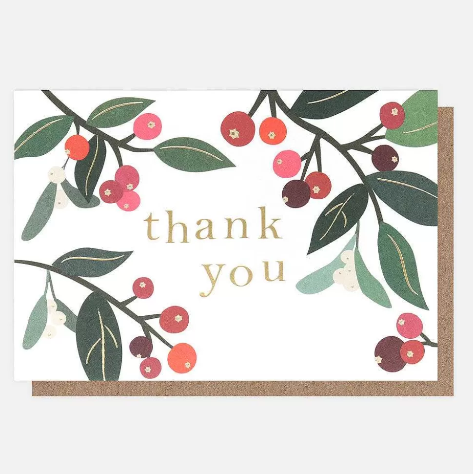 Store Foliage & Berries Small Thank You Card Pack Of 10 Thank You Card Packs