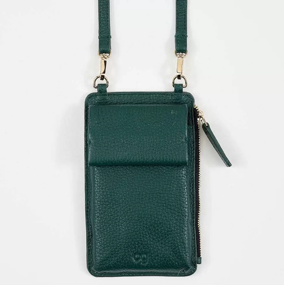 Sale Forest Green Leather Phone Bag Phone Pouch Bags